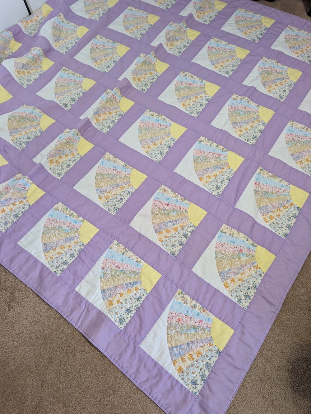 Handmade Quited Sunshine Ray Cottagecore Polka Dot Blanket